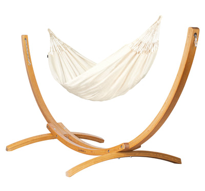 Elipso Outdoor Vanilla - Weather-Resistant Double Hammock with FSC® certified Larch Stand