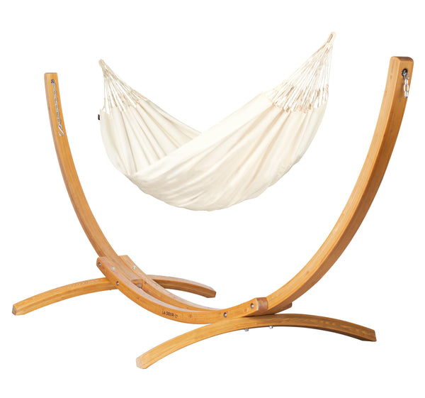 Elipso Outdoor Vanilla - Weather-Resistant Double Hammock with FSC® certified Larch Stand