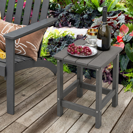 Set of 2 14 Inch Square Weather-Resistant Adirondack Side Table-Gray