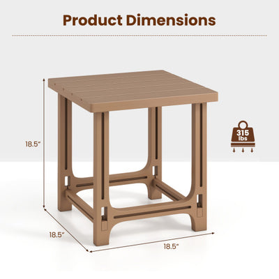 Set of 2 18 Inch Outdoor Adirondack Side Table with Slatted Surface-Brown