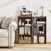 Set of 2 3-Tier Cube Bookcase with Adjustable Shelves for Home Office-Rustic Brown