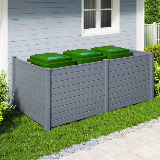Set of 2 48 x 38 Inch Air Conditioner Fence 2 Panels with Metal Ground Stakes-Gray