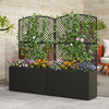 Set of 2 49 Inch Raised Garden Bed with Trellis and Wicker Planter Box-Black
