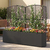 Set of 2 58 Inch Raised Garden Bed with Trellis and Wicker Planter Box-Black