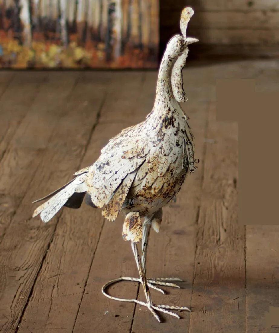 Set of 2 Antique White Metal Turkeys - Gifts for You 'n Me