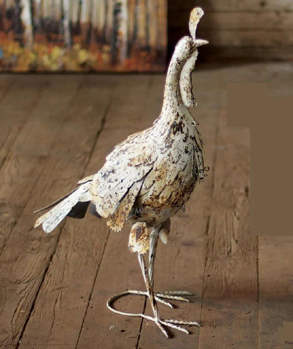Set of 2 Antique White Metal Turkeys - Gifts for You 'n Me