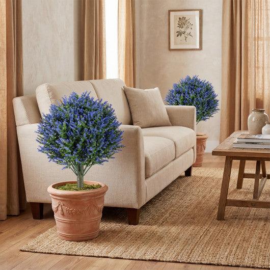 Set of 2 Artificial Lavender Topiary Ball Trees with Ground Spikes