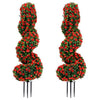 Set of 2 Artificial Spiral Topiary Trees with Sun Protection and Ground Spikes-Red - Red