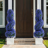 Set of 2 Artificial Spiral Topiary Trees with Sun Protection and Ground Spikes-Purple