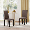 Set of 2 Dining Chair Mid-Century Modern Fabric Upholstered Parson Chairs-Brown