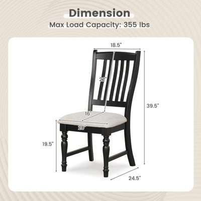 Set of 2 Dining Chairs Kitchen Side Chair with Solid Wood Legs-Black
