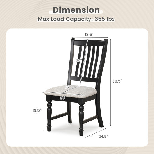Set of 2 Dining Chairs Kitchen Side Chair with Solid Wood Legs-Black