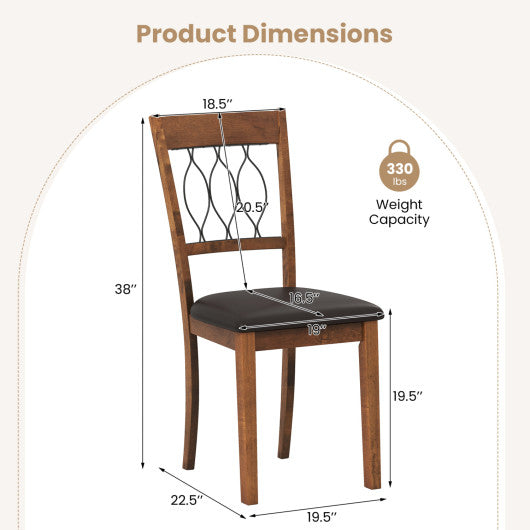 Set of 2 Dining Chair Fabric/Faux Leather Upholstered with Padded Seat-Walnut