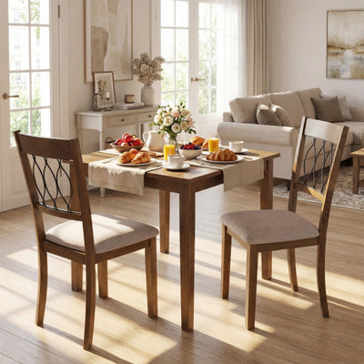 Set of 2 Dining Chair Fabric/Faux Leather Upholstered with Padded Seat-Rustic Brown