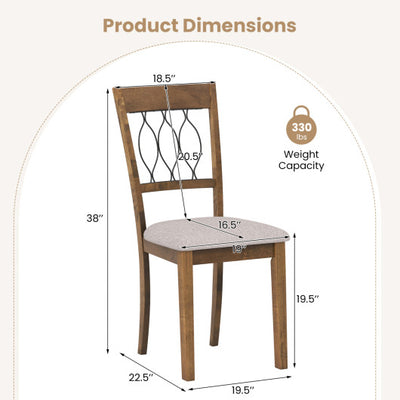 Set of 2 Dining Chair Fabric/Faux Leather Upholstered with Padded Seat-Rustic Brown