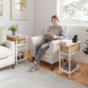 Set of 2 End Table with Charging Station and Hidden Compartment-Natural