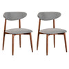 Set of 2 Fabric Upholstered Dining Chairs with Curved Backs-Gray