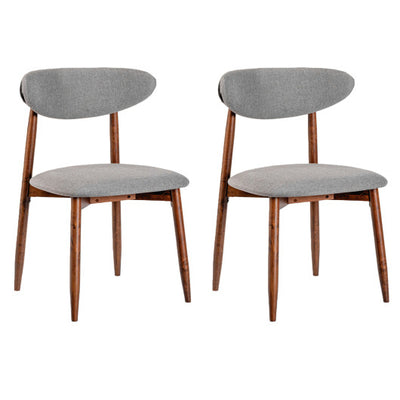 Set of 2 Fabric Upholstered Dining Chairs with Curved Backs-Gray
