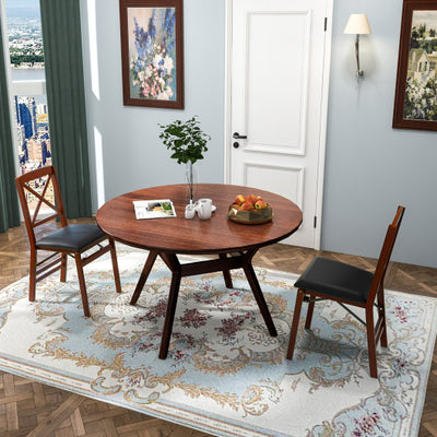 Set of 2 Folding Dining Chairs with 400 LBS Capacity-Brown