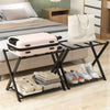 Set of 2 Folding Metal Luggage Rack Suitcase-Black