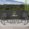 Folding Rocking Chair with Breathable Seat Fabric Set of 2-Black