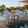 Set of 2 HDPE Adirondack Chair with Cup Holder and Wooden Texture for Patio-Gray