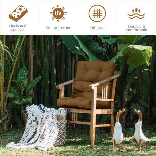 Set of 2 High Back Chair Cushion with Adjustable Height-Brown