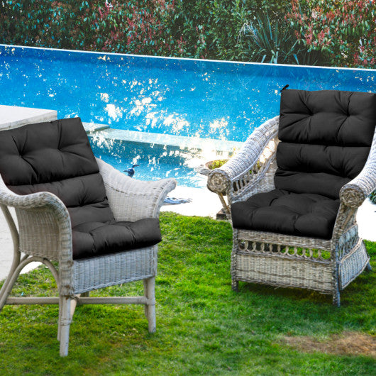 Set of 2 High Back Chair Cushion with Adjustable Height-Black
