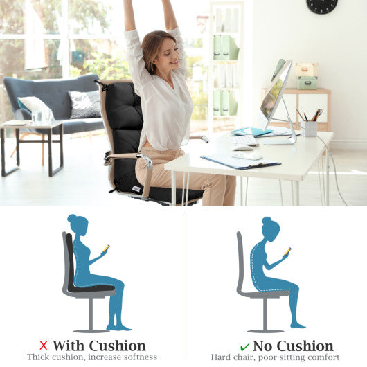 Set of 2 High Back Chair Cushion with Adjustable Height-Black