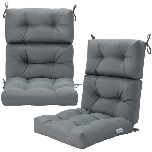 Set of 2 High Back Chair Cushion with Adjustable Height-Gray