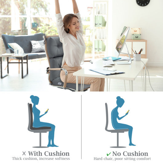 Set of 2 High Back Chair Cushion with Adjustable Height-Gray