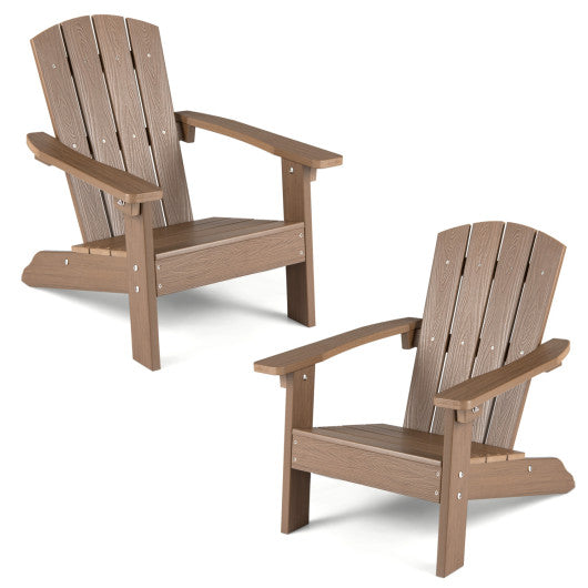 Set of 2 Kid's Adirondack Chair with with High Backrest and Armrests-Brown