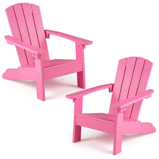 Set of 2 Kid's Adirondack Chair with with High Backrest and Armrests-Pink
