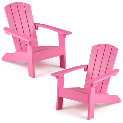 Set of 2 Kid's Adirondack Chair with with High Backrest and Armrests-Pink