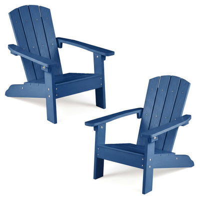 Set of 2 Kid's Adirondack Chair with with High Backrest and Armrests-Navy