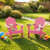 Set of 2 Kids Adirondack Chairs All-weather Outdoor Chairs for Children with Tilted High Backrest-Pink