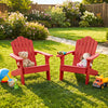 Set of 2 Kids Adirondack Chairs All-weather Outdoor Chairs for Children with Tilted High Backrest-Red