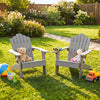 Set of 2 Kids Adirondack Chairs All-weather Outdoor Chairs for Children with Tilted High Backrest-Grey