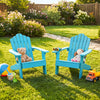 Set of 2 Kids Adirondack Chairs All-weather Outdoor Chairs for Children with Tilted High Backrest-Turquoise