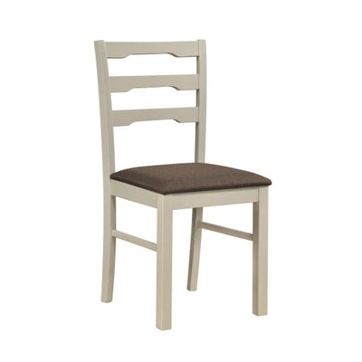 Set of 2 Linen Style Upholstered Dining Chairs with Wood Frames-White