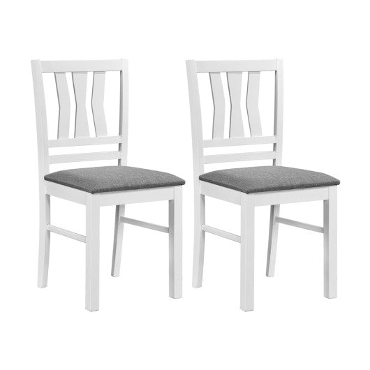 Set of 2 Linen Style Upholstered Kitchen Chairs with Wood Frames-White