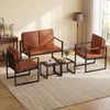 Set of 2 Mid Century Modern Single Sofa Chairs with Cushions-Brown