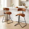 Set of 2 Modern Counter Height Stools 25 Inch Faux Leather Upholstered-Espresso