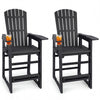 Set of 2 Outdoor 29 Inch Height Bar Stool with Backrest and Armrests-Black