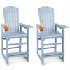 Set of 2 Outdoor 29 Inch Height Bar Stool with Backrest and Armrests-Gray