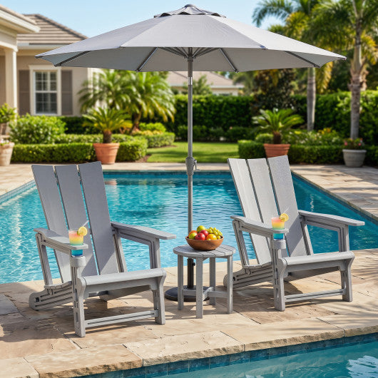 Set of 2﻿ Outdoor Adirondack Chairs with Cup Holder-Gray