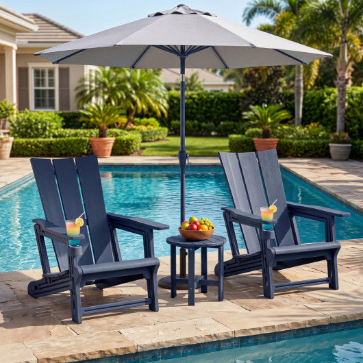 Set of 2﻿ Outdoor Adirondack Chairs with Cup Holder-Blue
