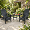 Set of 2 Outdoor Folding Adirondack Chair with Cup Holder and 5-Level Backrest-Black