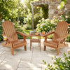 Set of 2 Outdoor Folding Adirondack Chair with Cup Holder and 5-Level Backrest-Coffee