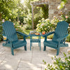 Set of 2 Outdoor Folding Adirondack Chair with Cup Holder and 5-Level Backrest-Green